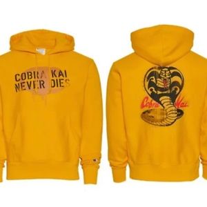 CHAMPION x Cobra Kai Reverse Weave Hoodie Size XXL NEVER DIES Karate Kid Dojo